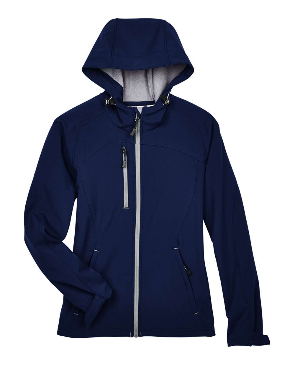North End - Women’s Prospect Two-Layer Fleece Bonded Soft Shell Hooded Jacket - Classic Navy
