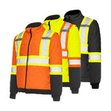 TJ1 - Hi-Vis Quilted Freezer Jacket, 4″ Refl. Tape