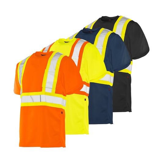 TT1 - Short Sleeve Polyester Traffic T-Shirt, 4″ Refl. Tape