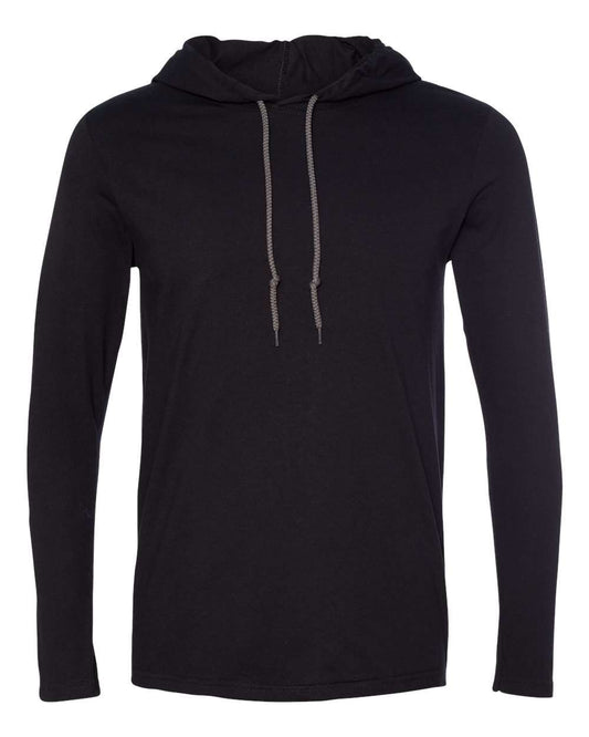 Gildan - Softstyle® Lightweight Hooded Long Sleeve T-Shirt - Black/ Dark Grey