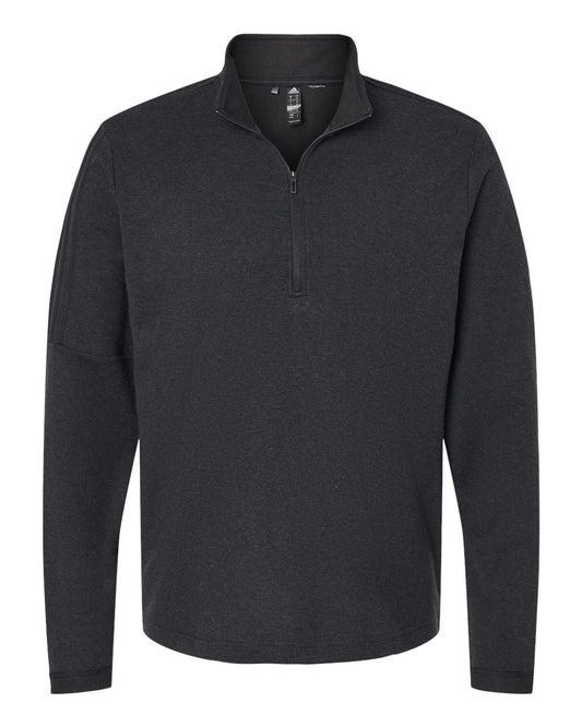 Adidas - 3-Stripes Quarter-Zip Sweater Pullover - Black Melange
