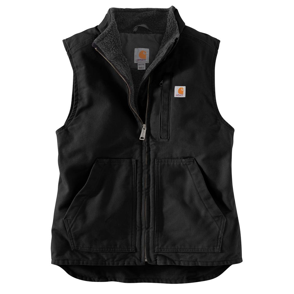 Carhartt Women's Loose Fit Washed Duck Sherpa Lined Mock Neck Vest - Black