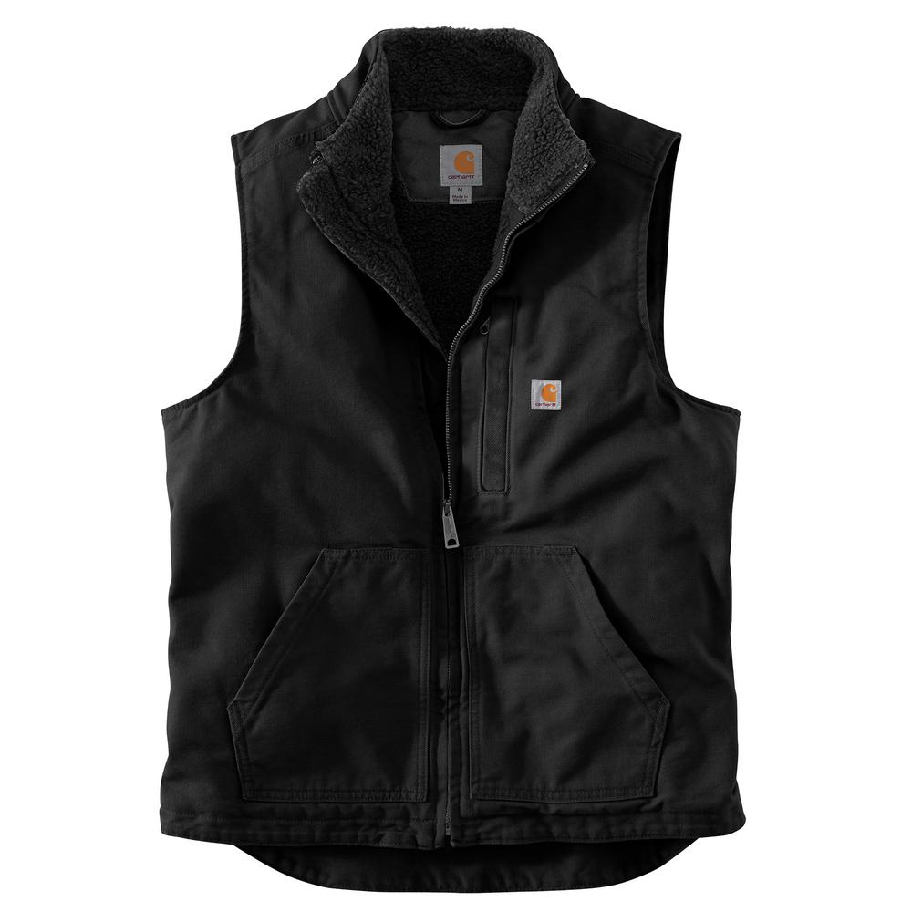 Carhartt Washed Duck Sherpa Lined Mock Neck Vest - Black