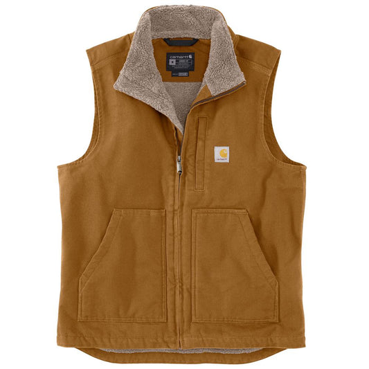 Carhartt Washed Duck Sherpa Lined Mock Neck Vest - Carhartt Brown