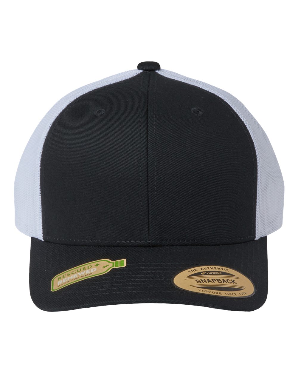 YP Classics - Sustainable Retro Trucker Cap - Black/ White