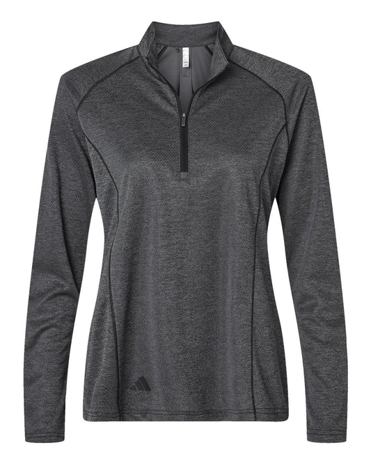 Adidas - Women's Space Dyed Quarter-Zip Pullover - Black Melange