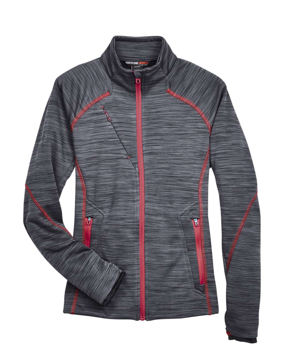 North End - Women’s Flux Mélange Bonded Fleece Jacket - Carbon/ Olympic Red
