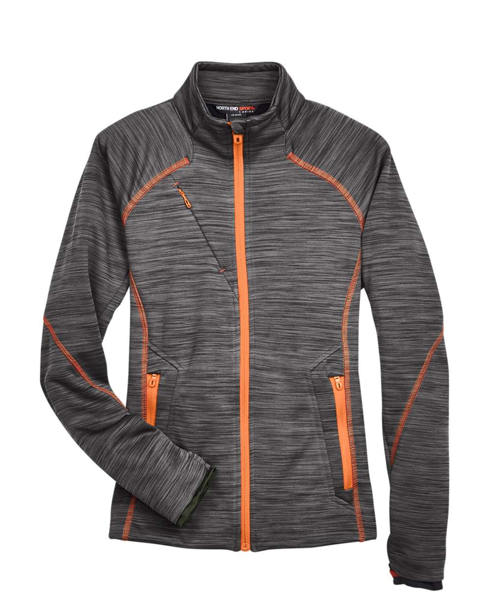 North End - Women’s Flux Mélange Bonded Fleece Jacket - Carbon/ Orange Soda