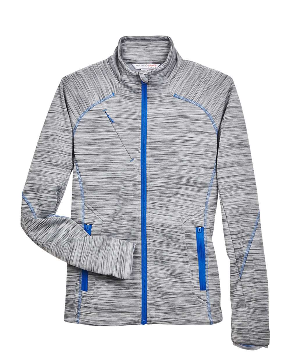 North End - Women’s Flux Mélange Bonded Fleece Jacket - Platinum/ Olympic Blue