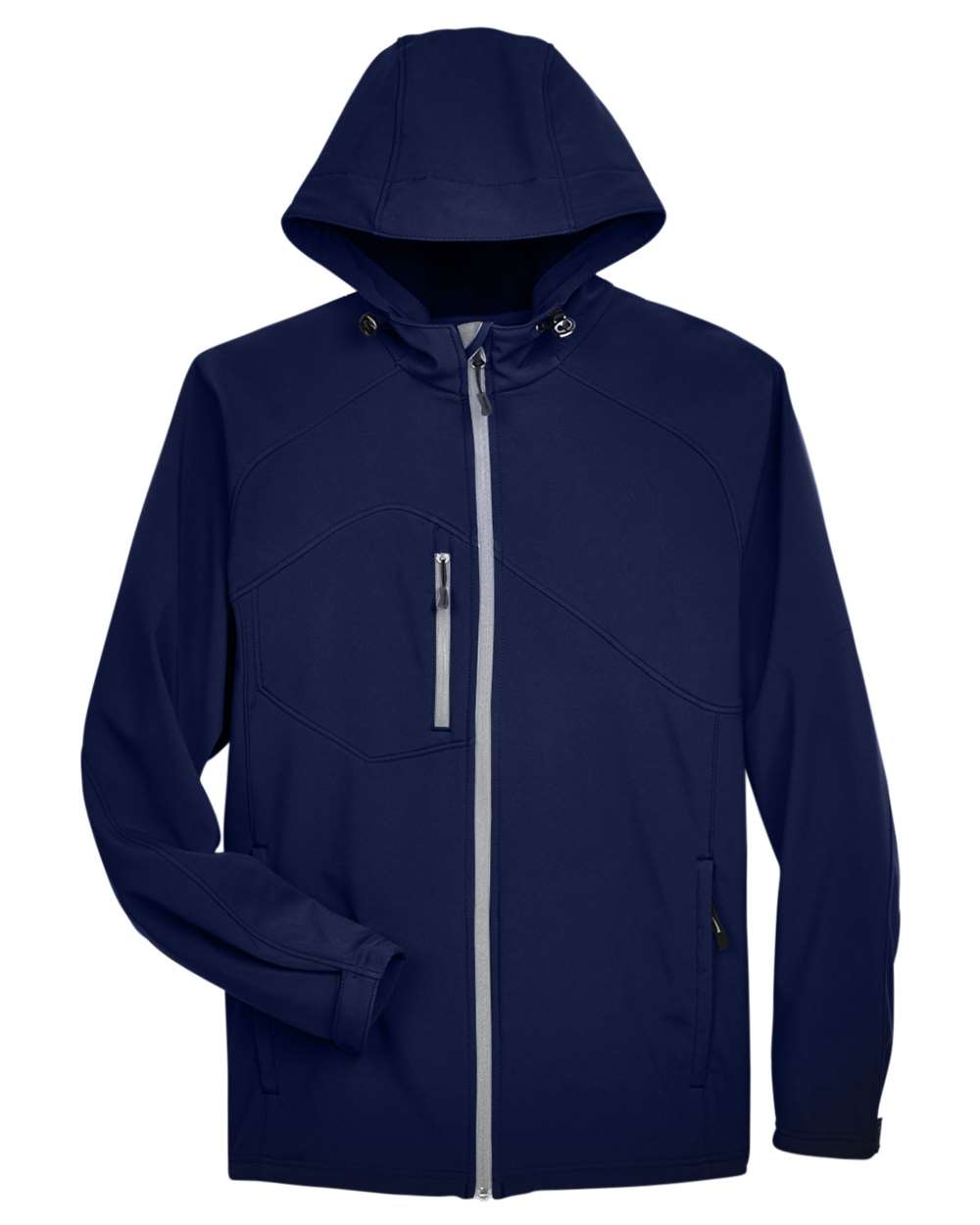 North End - Prospect Two-Layer Fleece Bonded Soft Shell Hooded Jacket - Classic Navy