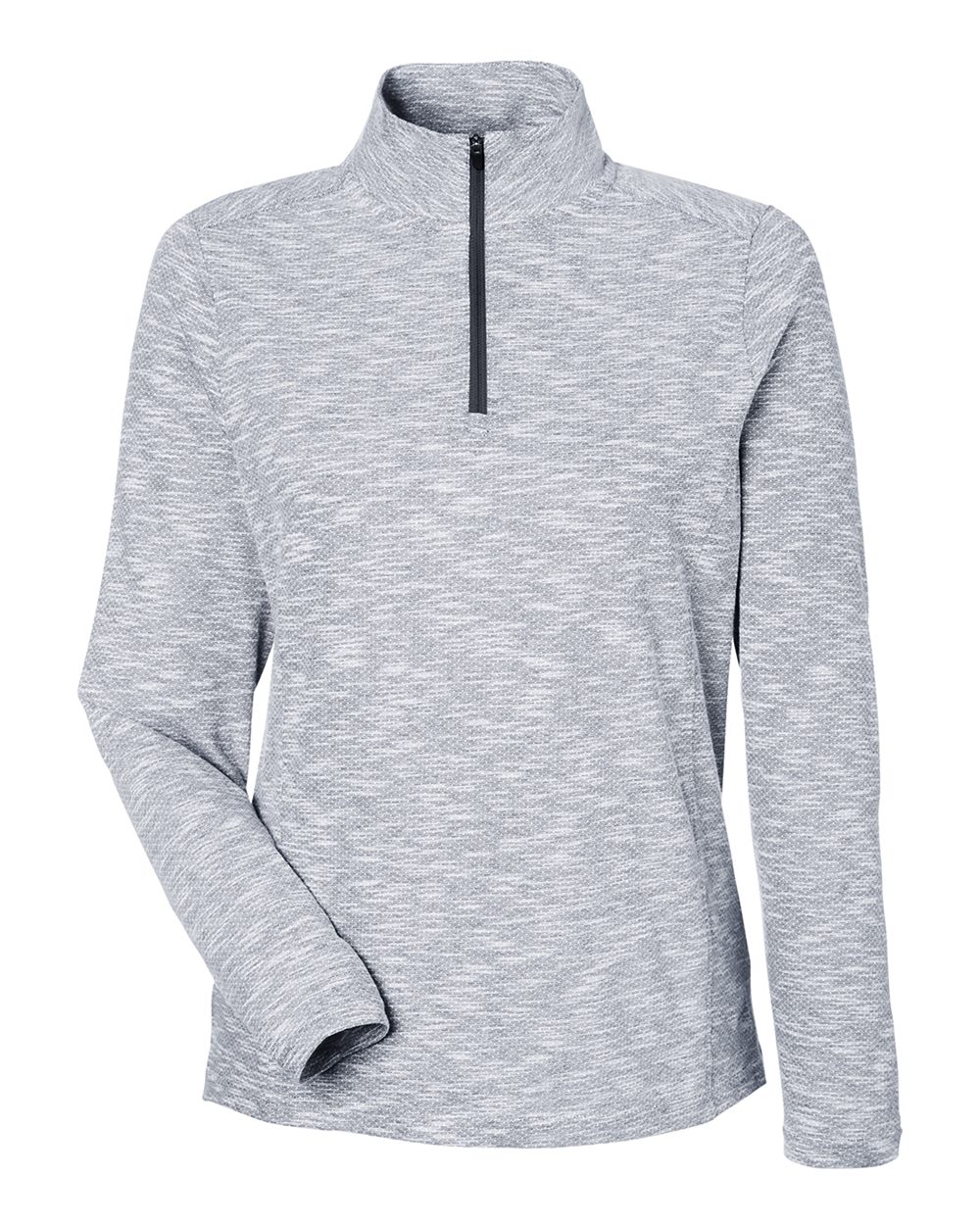 North End - Women’s Eclipse Jacquard Quarter-Zip Pullover - Black Heather