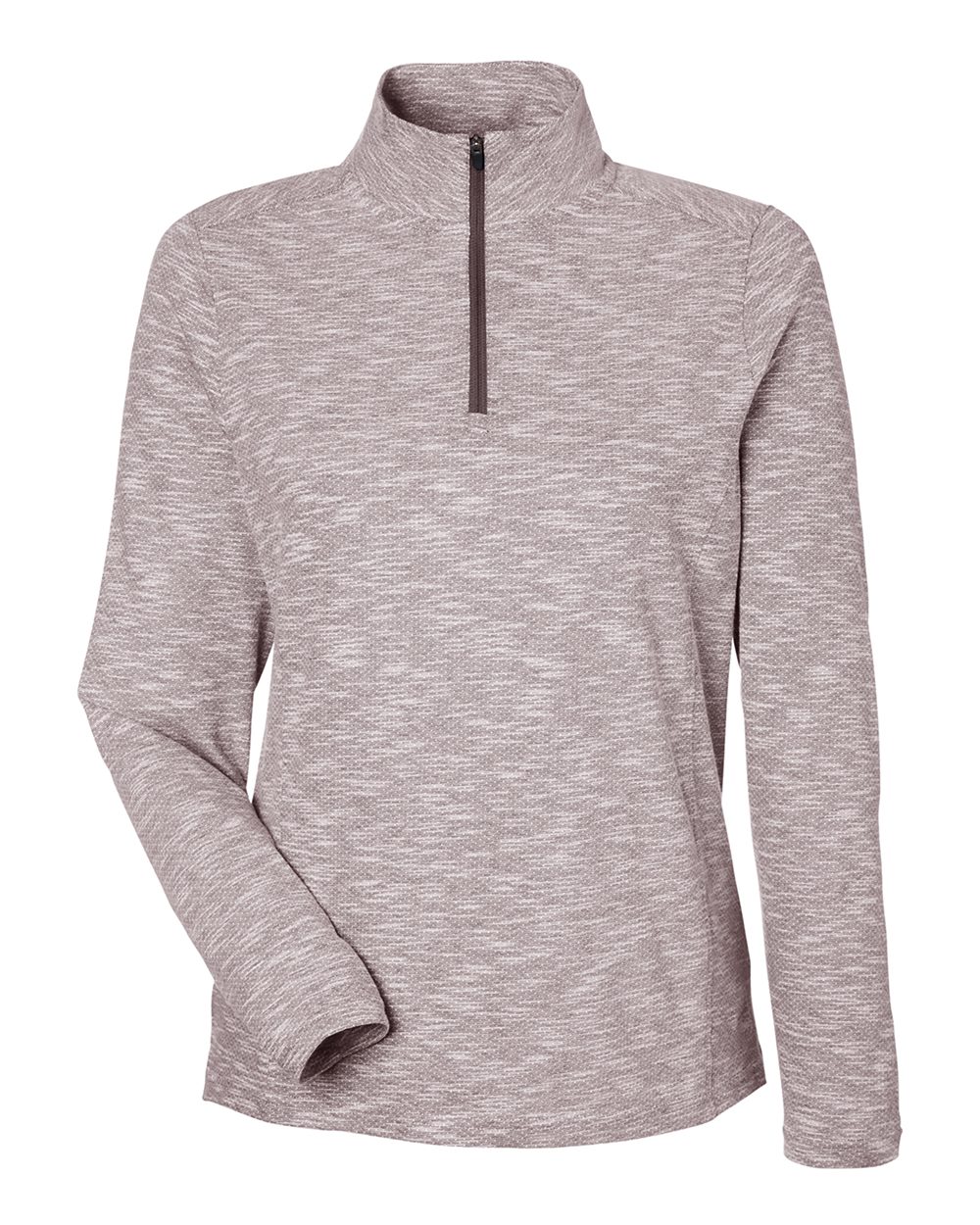 North End - Women’s Eclipse Jacquard Quarter-Zip Pullover - Burgundy Heather
