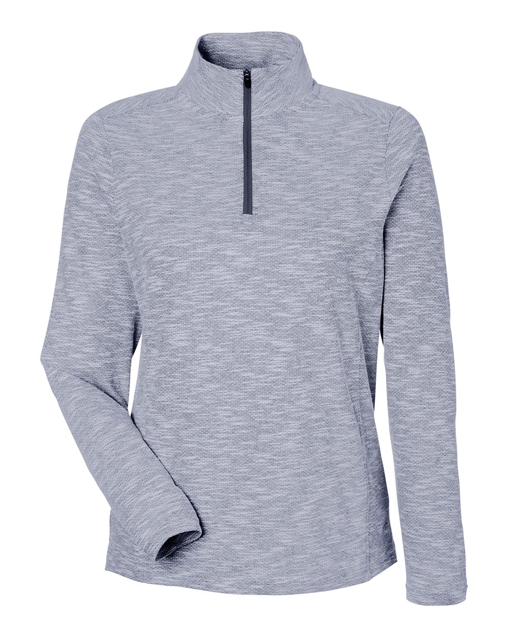 North End - Women’s Eclipse Jacquard Quarter-Zip Pullover - Classic Navy Heather