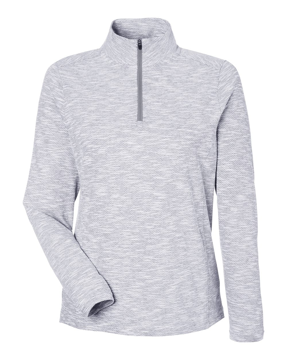 North End - Women’s Eclipse Jacquard Quarter-Zip Pullover - Platinum Heather