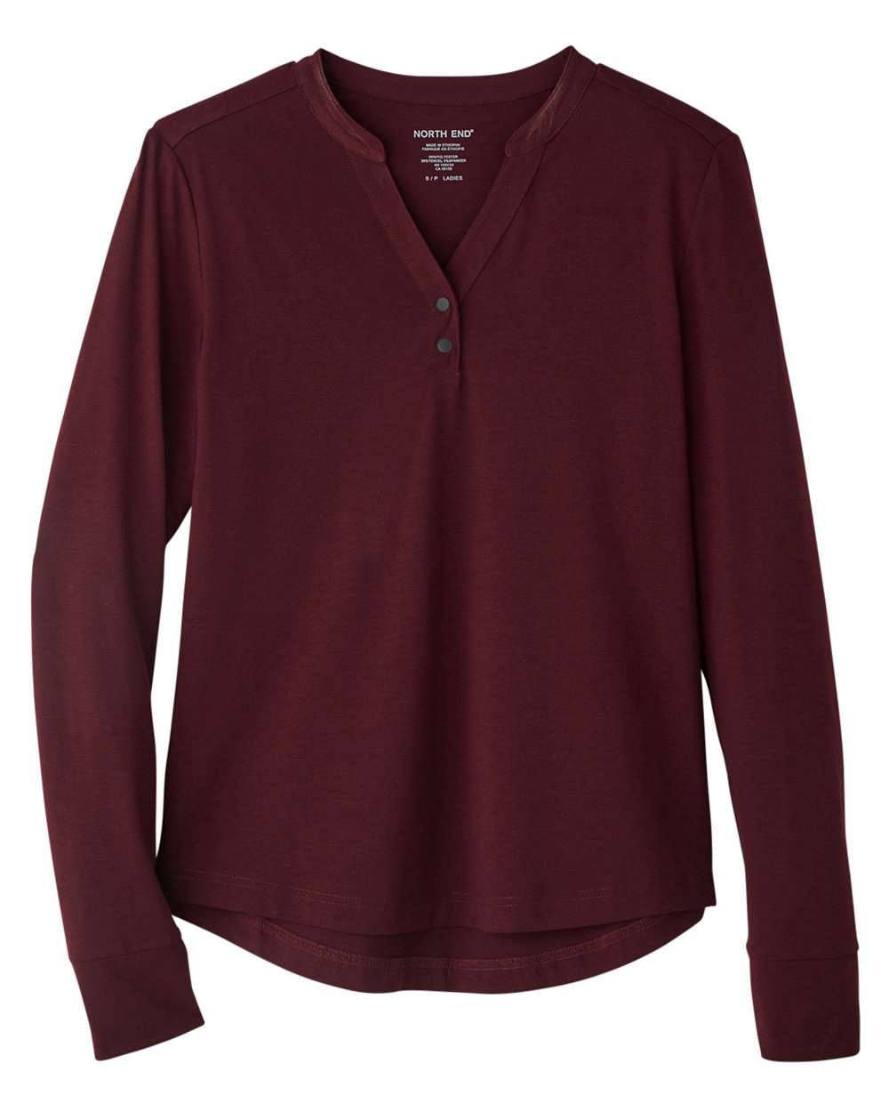 North End - Women’s JAQ Stretch Performance V-Neck Snap Pullover - Burgundy