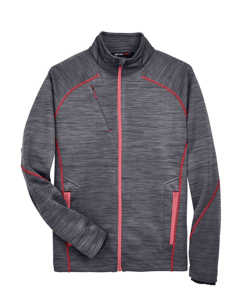 North End - Flux Mélange Bonded Fleece Jacket - Carbon/ Olympic Red