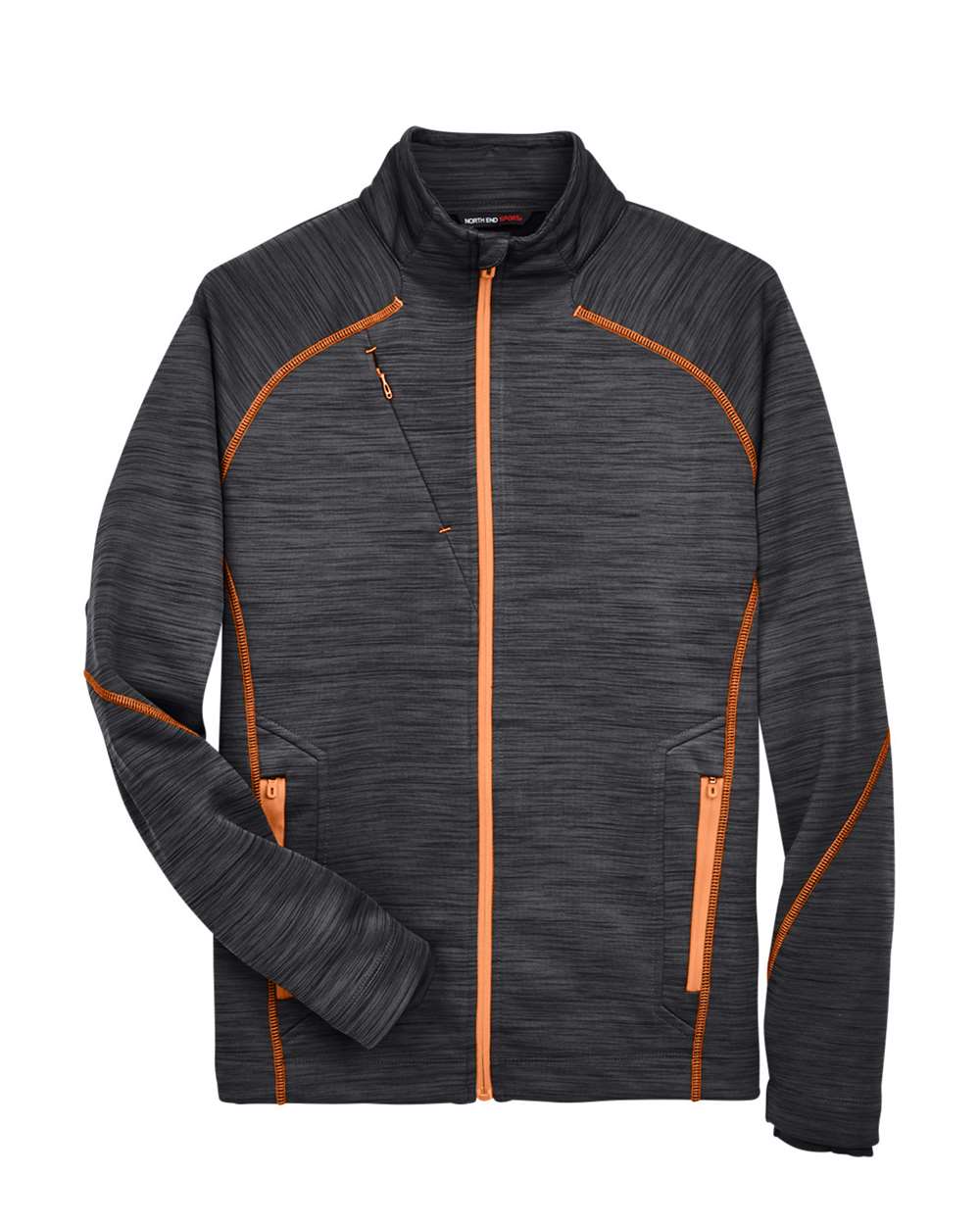 North End - Flux Mélange Bonded Fleece Jacket - Carbon/ Orange Soda