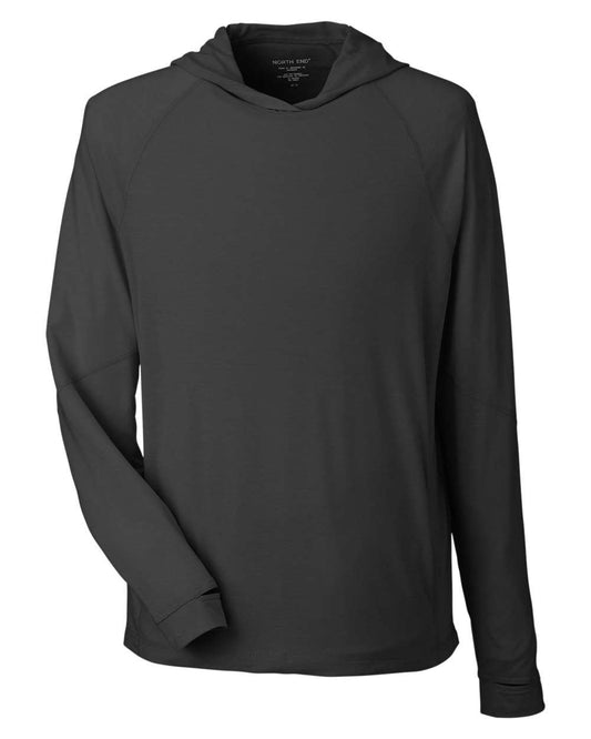 North End - JAQ Stretch Performance Hooded Long Sleeve T-Shirt - Black