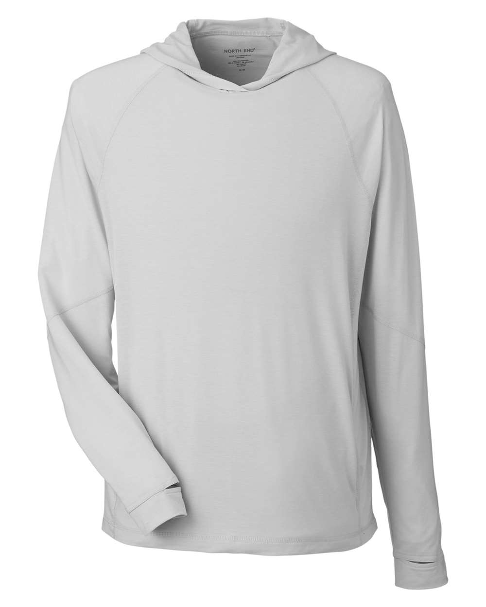 North End - JAQ Stretch Performance Hooded Long Sleeve T-Shirt - Platinum