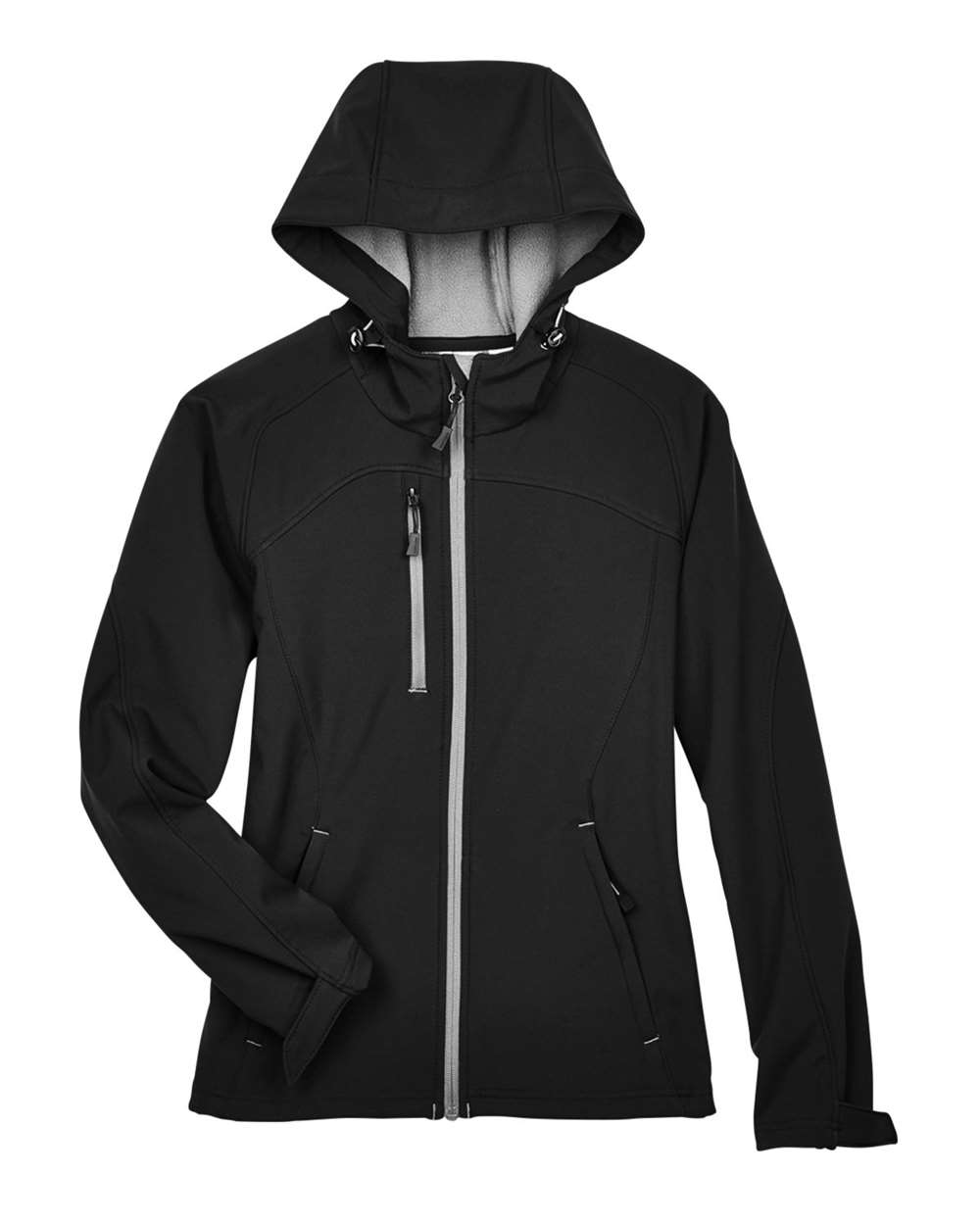 North End - Women’s Prospect Two-Layer Fleece Bonded Soft Shell Hooded Jacket - Black