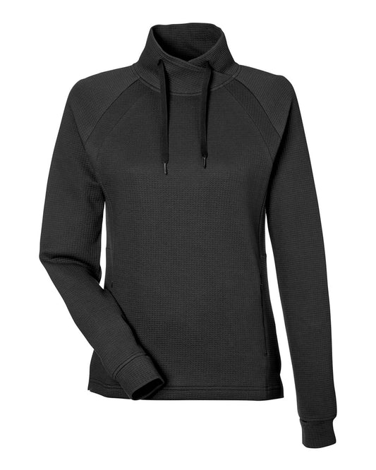 North End - Women’s Rhythm Waffle Cross-Neck Pullover - Black