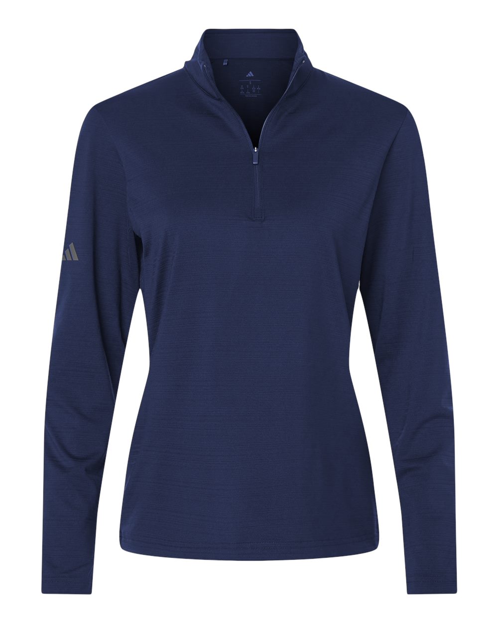 Adidas - Women's Textured Stripe Quarter-Zip Pullover - Dark Blue