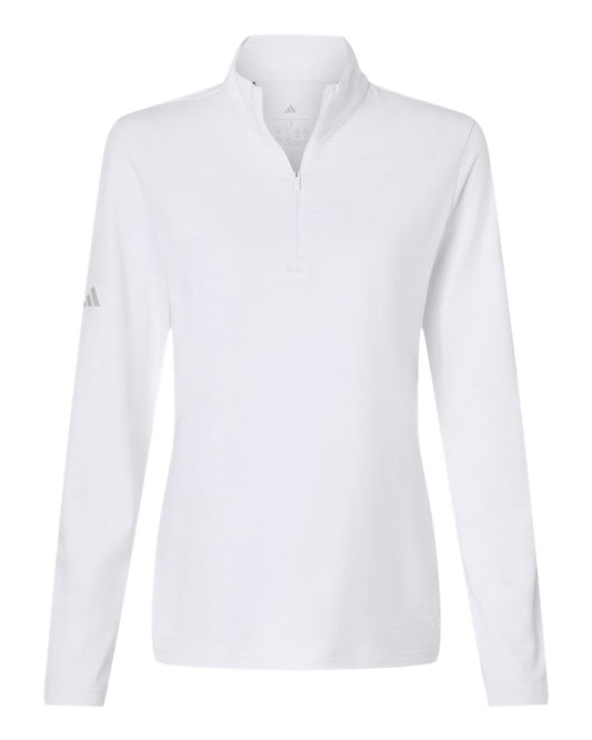 Adidas - Women's Textured Stripe Quarter-Zip Pullover - White