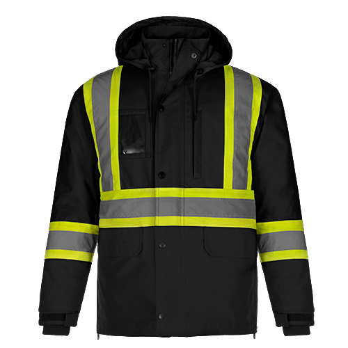 CX2 Hi-Vis - Kenworth 5in1 Hi Vis Parka w/ Detachable Hood - Black