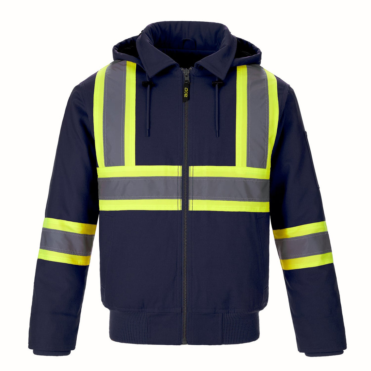 CX2 Hi-Vis - International Cotton Canvas Hi Vis Bomber Jacket w/ Detachable Hood - Navy