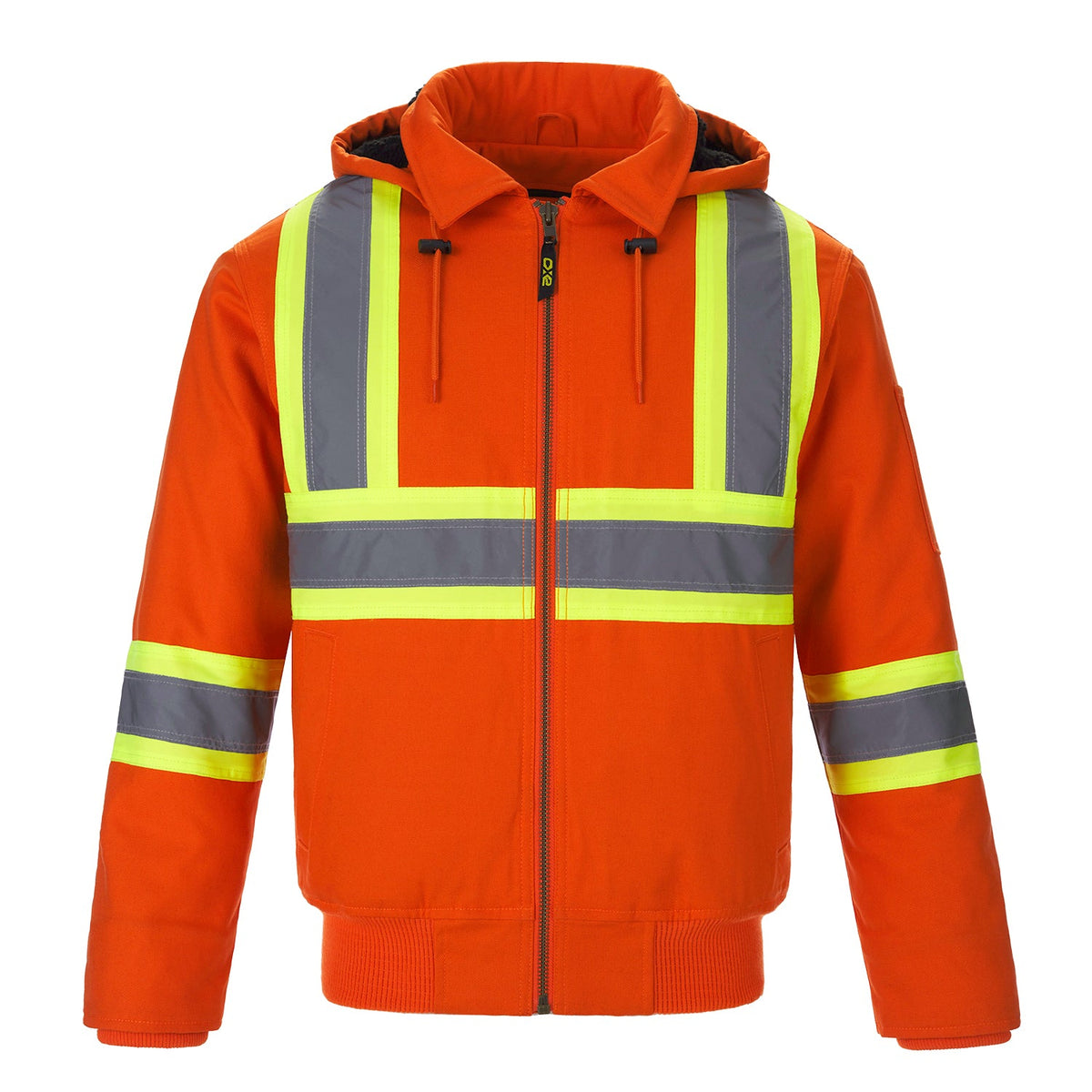 CX2 Hi-Vis - International Cotton Canvas Hi Vis Bomber Jacket w/ Detachable Hood - Orange