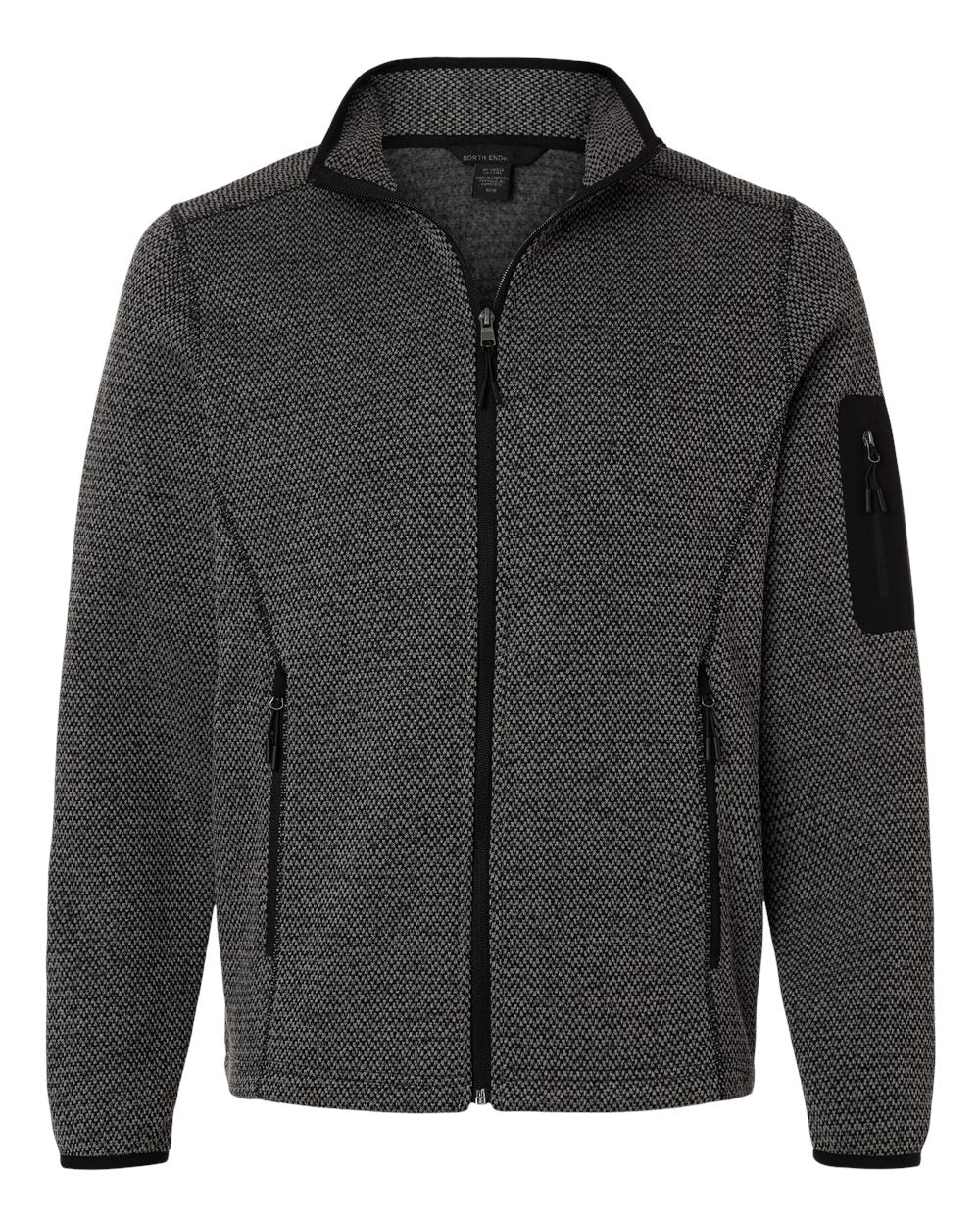 North End - Jasper Jacquard Full-Zip Fleece Jacket - Black/ Grey
