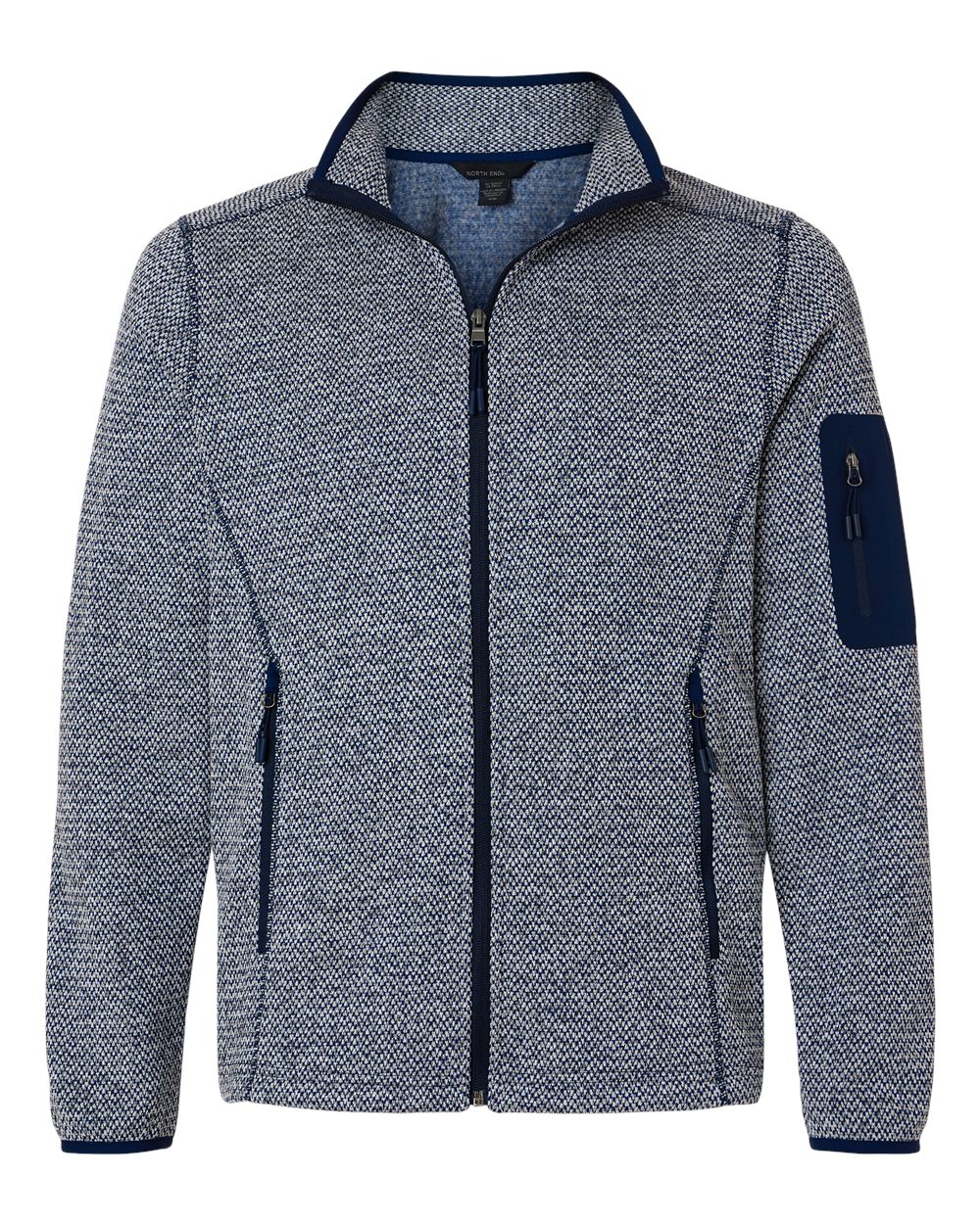 North End - Jasper Jacquard Full-Zip Fleece Jacket - Classic Navy/ White