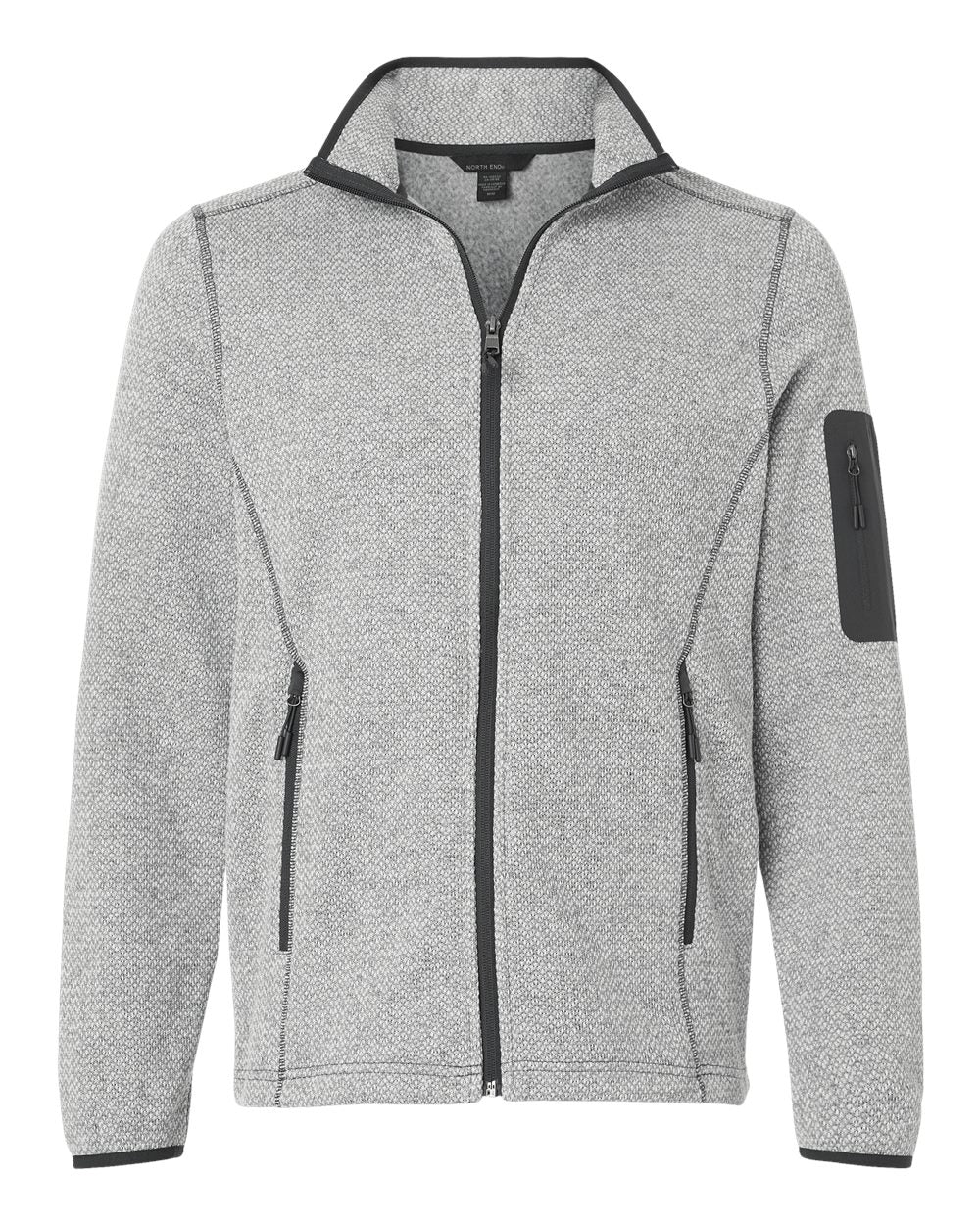 North End - Jasper Jacquard Full-Zip Fleece Jacket - Grey/ White
