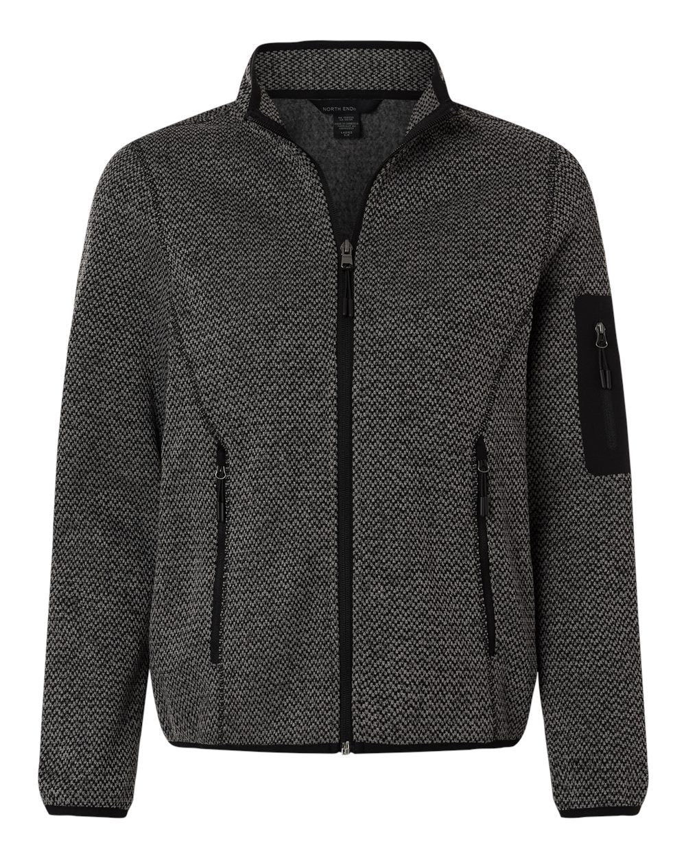 North End - Women’s Jasper Jacquard Full-Zip Fleece Jacket - Black/ Grey