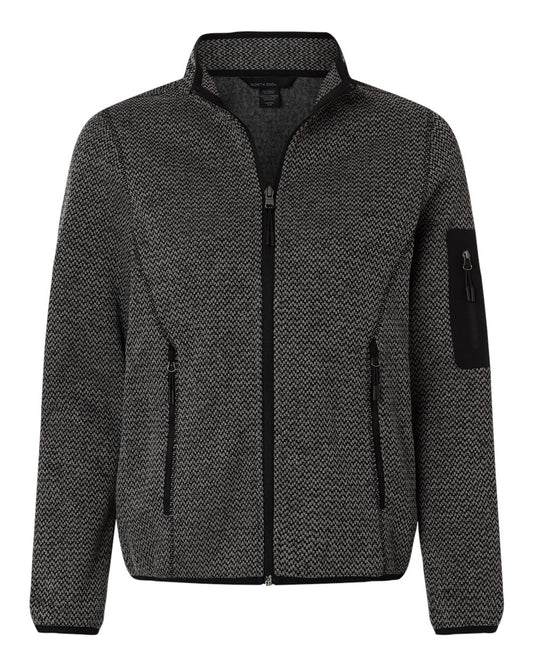 North End - Women’s Jasper Jacquard Full-Zip Fleece Jacket - Black/ Grey