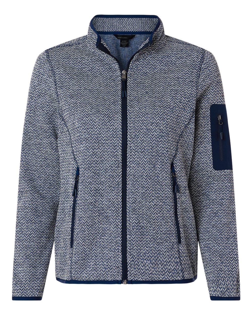 North End - Women’s Jasper Jacquard Full-Zip Fleece Jacket - Classic Navy/ White