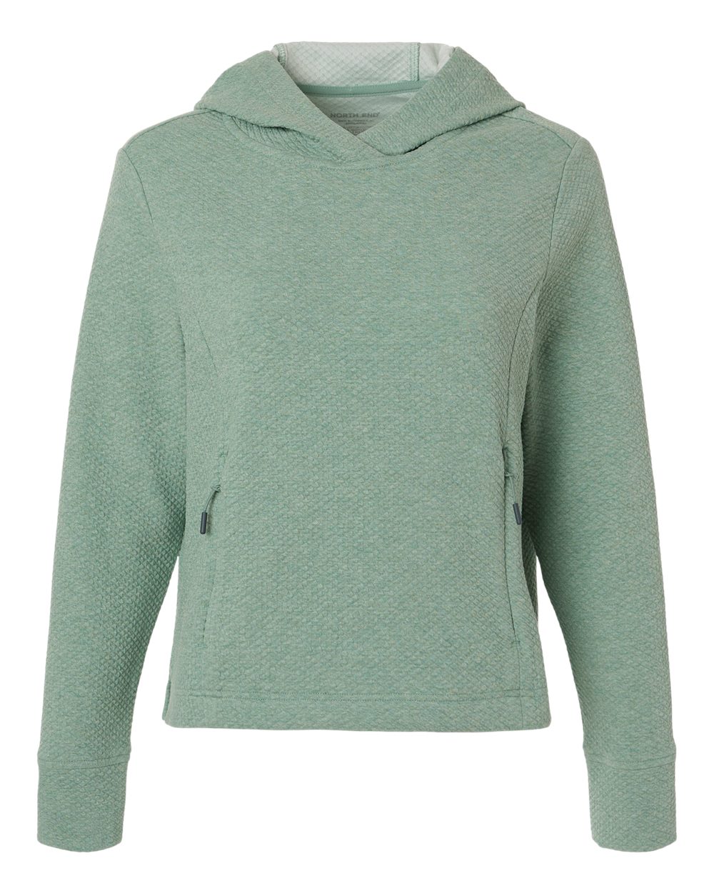 North End - Women’s Spirit Textured Hooded Pullover - Sage Green Heather