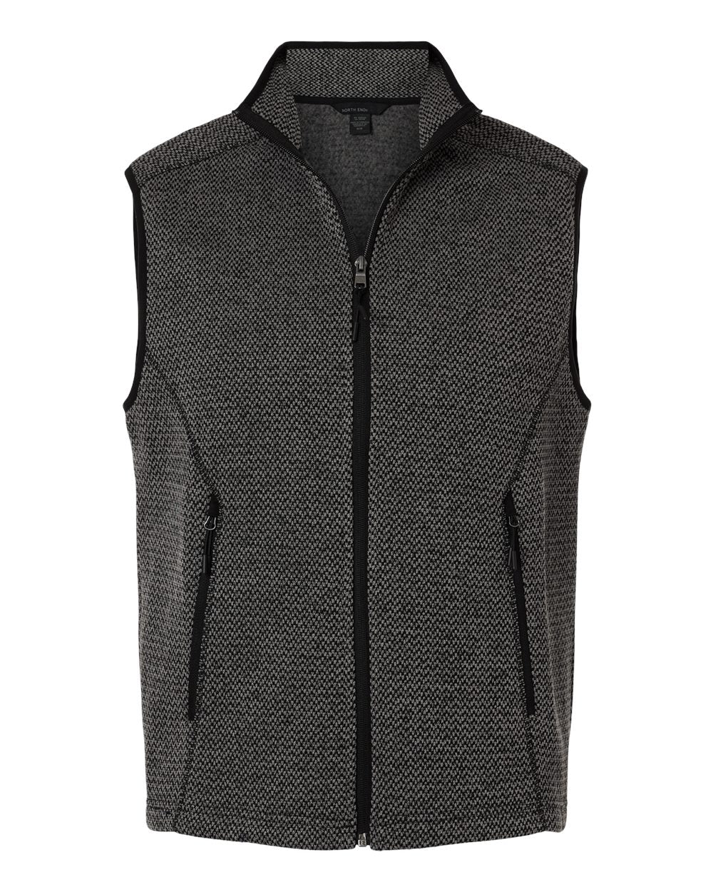 North End - Jasper Jacquard Fleece Vest - Black/ Grey