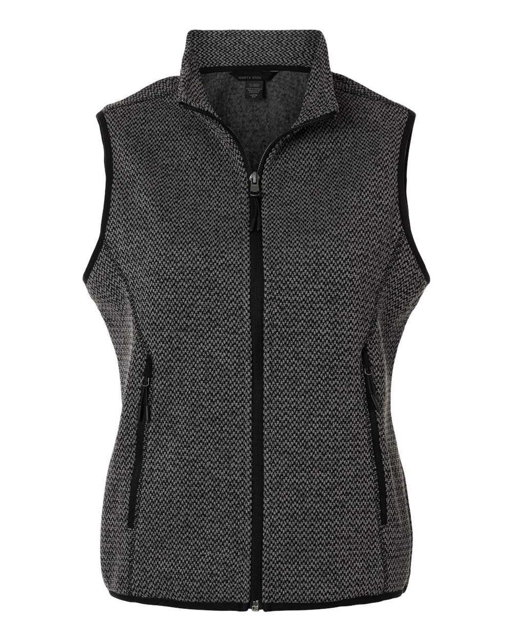 North End - Women’s Jasper Jacquard Fleece Vest - Black/ Grey