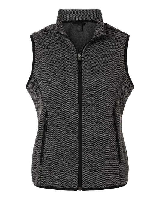 North End - Women’s Jasper Jacquard Fleece Vest - Black/ Grey