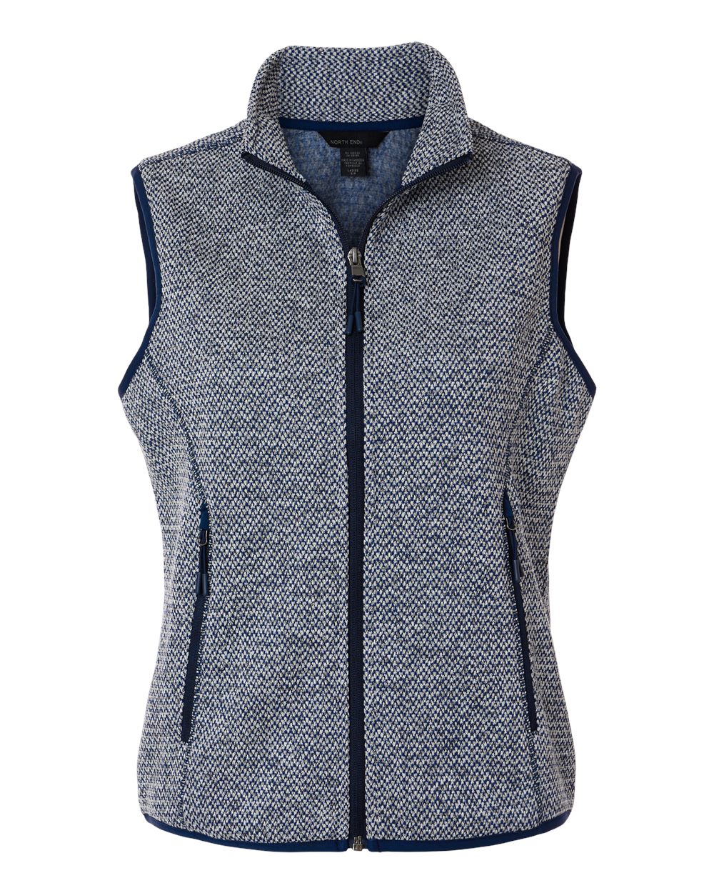 North End - Women’s Jasper Jacquard Fleece Vest - Classic Navy/ White