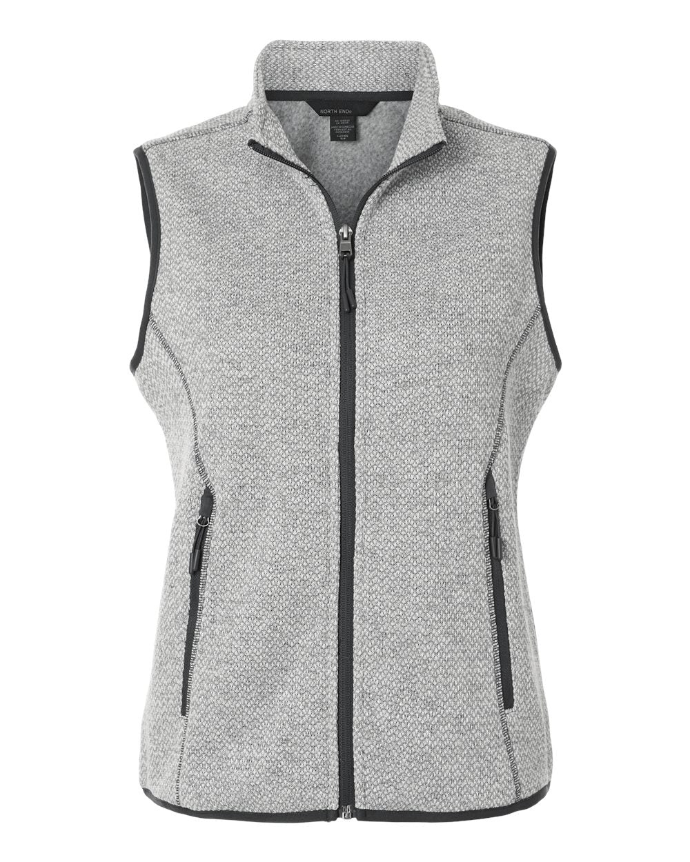 North End - Women’s Jasper Jacquard Fleece Vest - Grey/ White