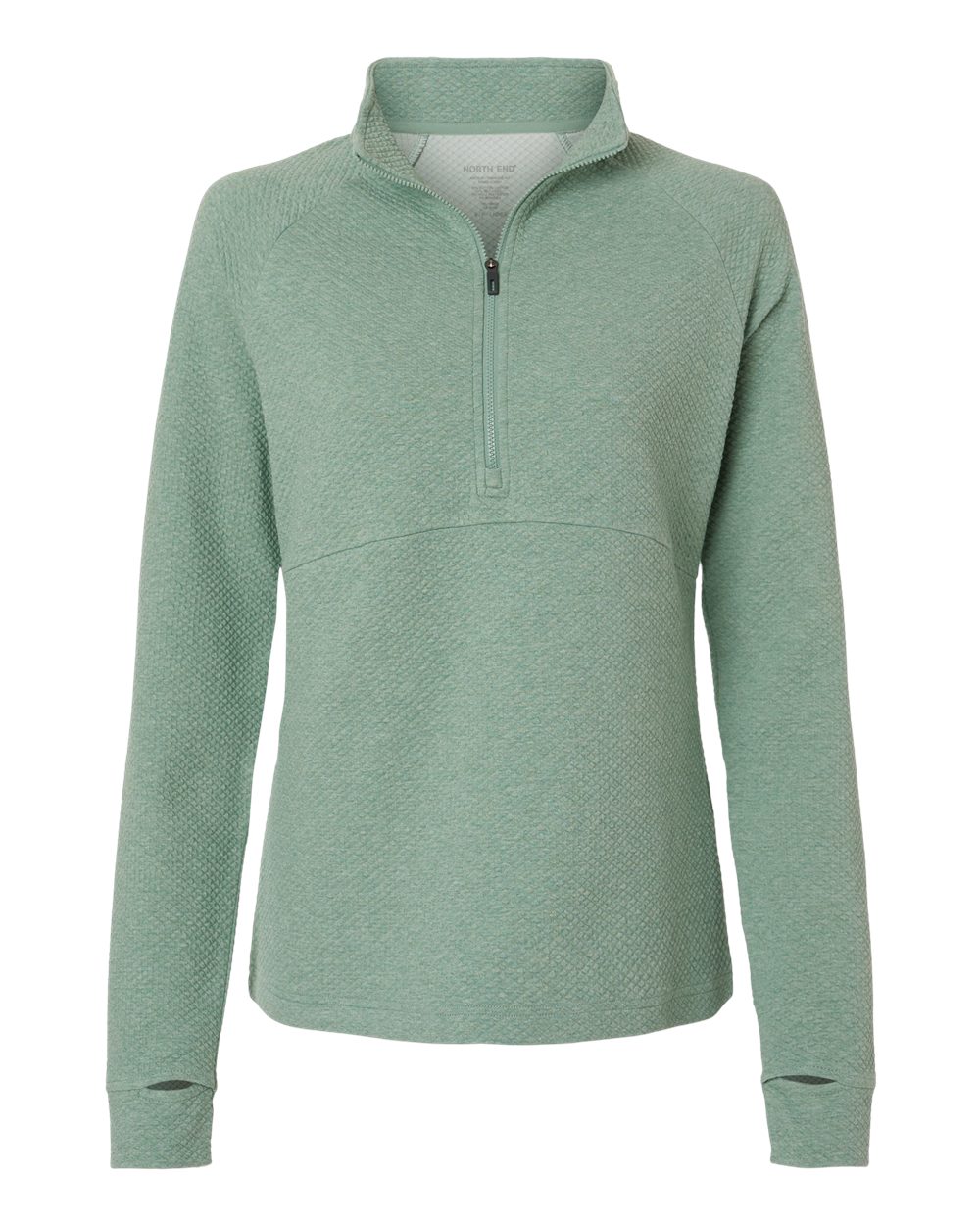 North End - Women’s Spirit Textured Quarter-Zip Pullover - Sage Green Heather