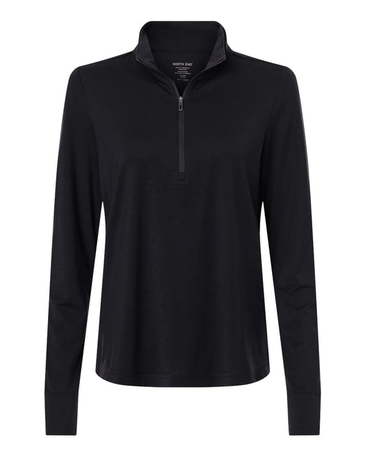 North End - Women’s JAQ Stretch Performance Quarter-Zip - Black/ Carbon