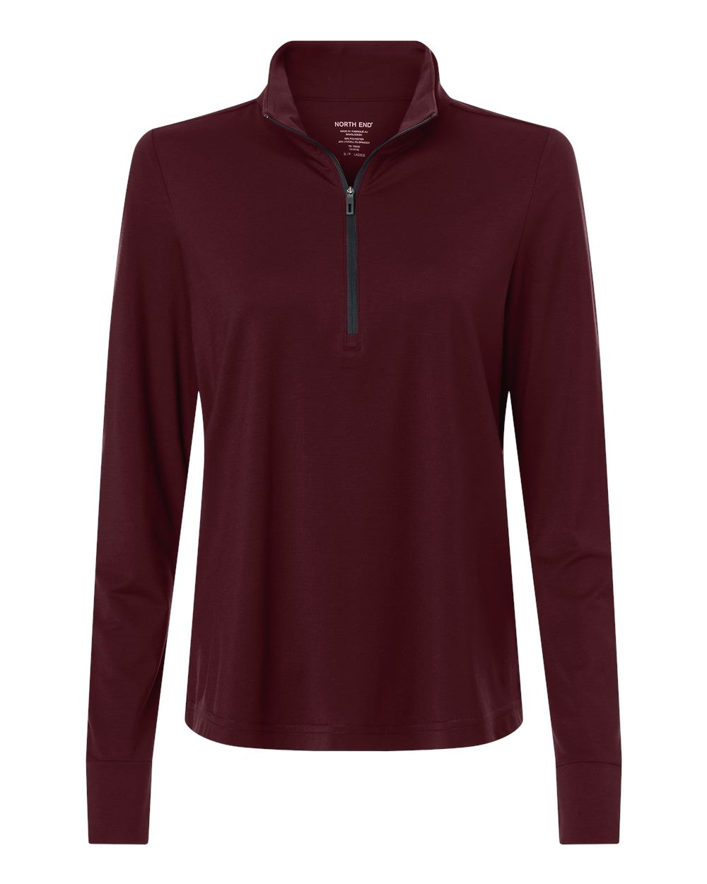 North End - Women’s JAQ Stretch Performance Quarter-Zip - Burgundy/ Carbon