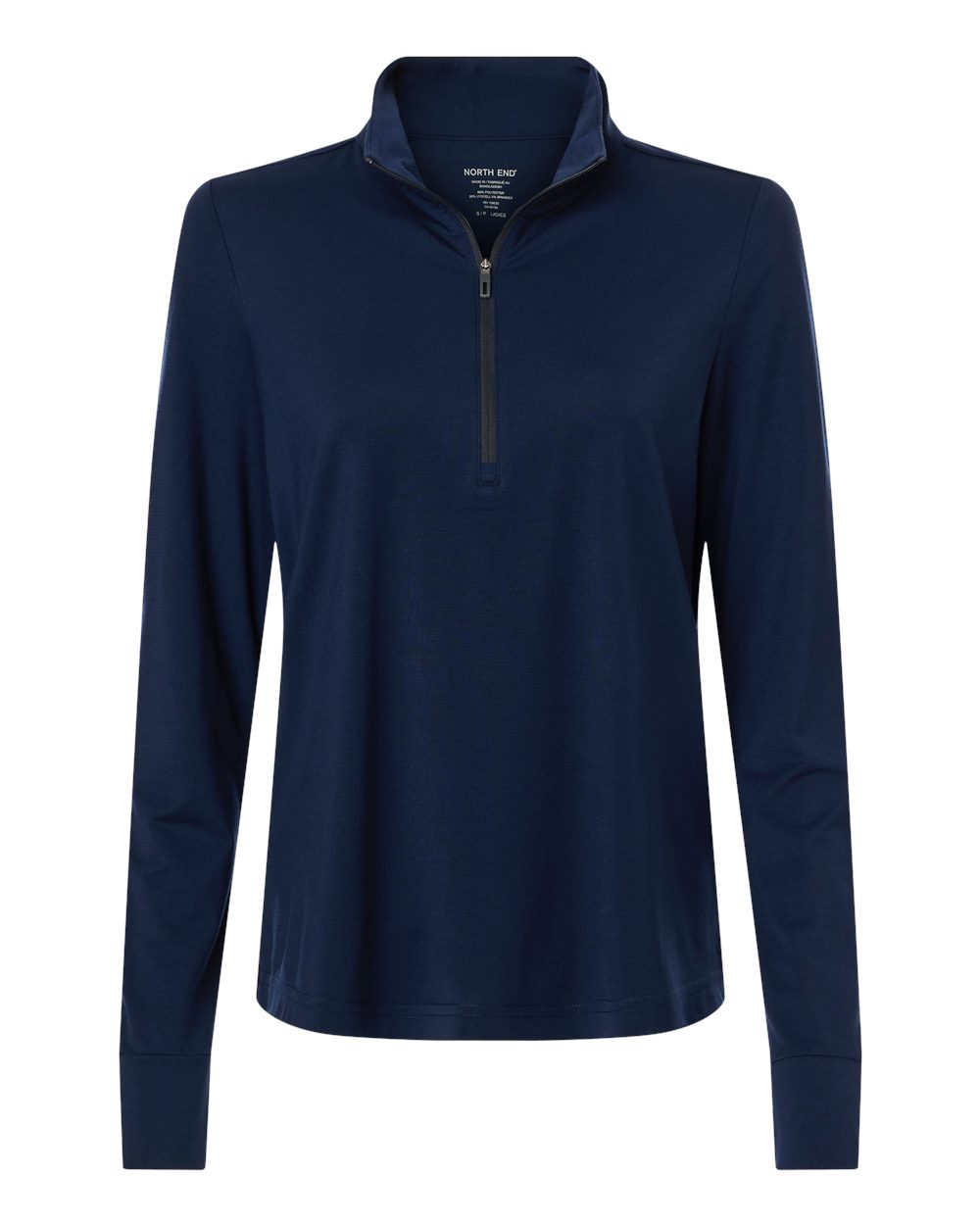 North End - Women’s JAQ Stretch Performance Quarter-Zip - Classic Navy/ Carbon