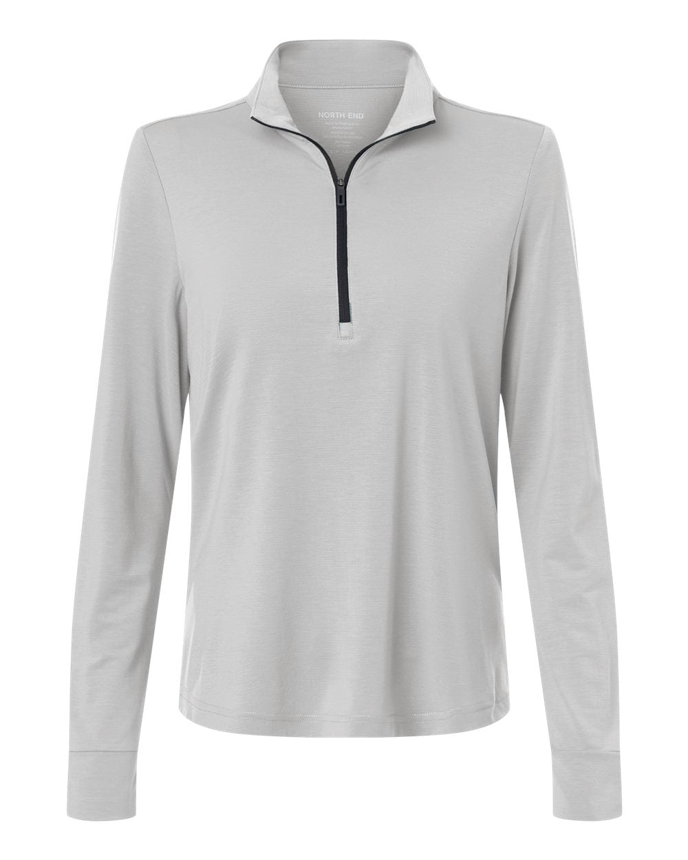 North End - Women’s JAQ Stretch Performance Quarter-Zip - Platinum/ Carbon
