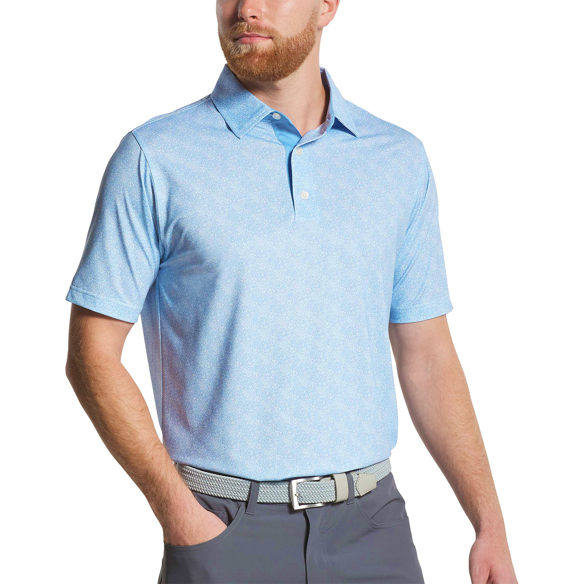 FootJoy - Short Sleeve Speckle Print Polo - Solace Blue