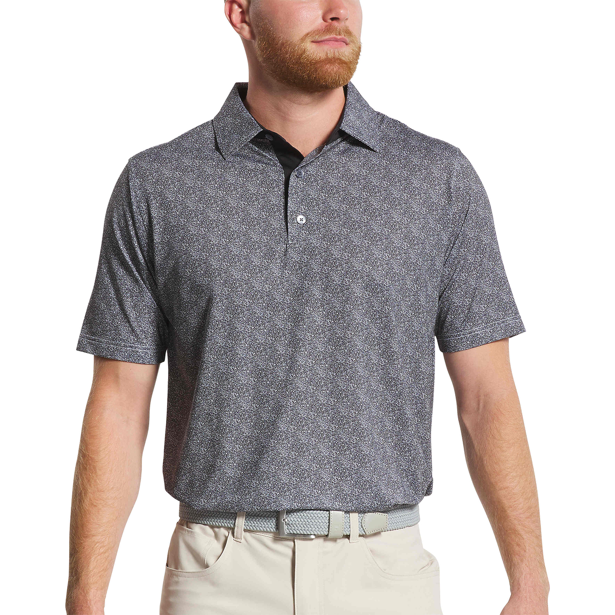 FootJoy - Short Sleeve Speckle Print Polo - Black
