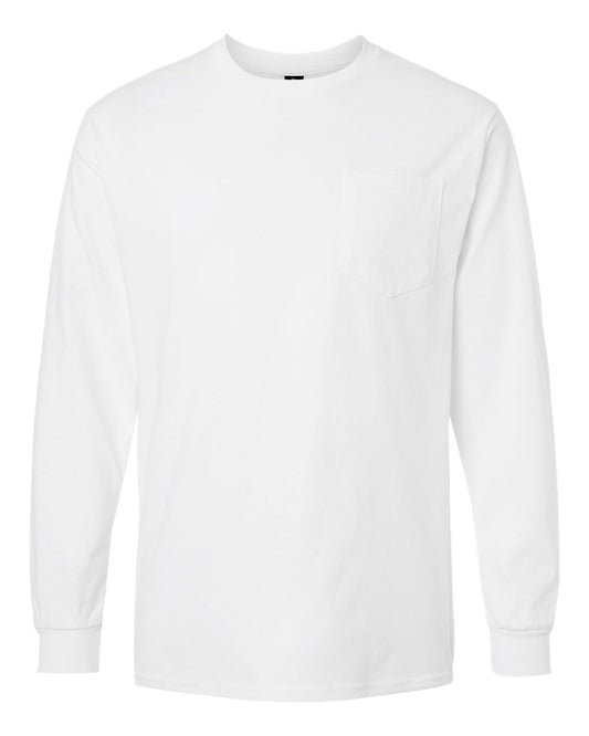 Gildan - Ultra Cotton® Long Sleeve Pocket T-Shirt - White